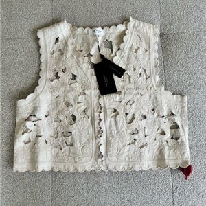 Rag & Bone Coralie Floral Cutout Vest Ecru Embroidered Eyelet Top NWT Size XL